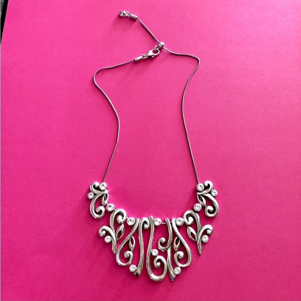 BRIGHTON COLLAR SILVER NECKLACE W/ A UNIQUE WOVEN LINK DESIGN. - Picture 7 of 8